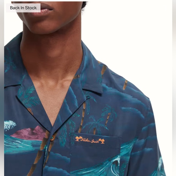 Scotch & Soda EUC Men Shirt Sleeve Button Down Hawaiian Print Shirt Size XL - Picture 4 of 10